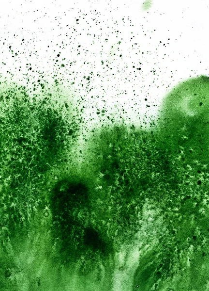 Beyaz Zemin Üzerine Yeşil Suluboya Sıçramalarına — Stok fotoğraf