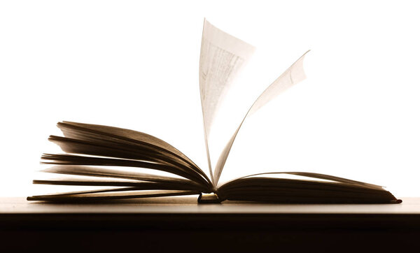 Открытая книга на белом фоне