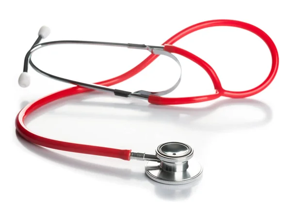 Red Stethoscope White Background — Stock Photo, Image