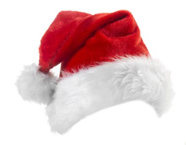 Noel Baba kırmızı şapka beyaz arka planda izole