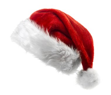 Noel Baba kırmızı şapka beyaz arka planda izole