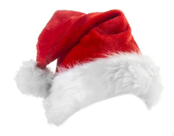 Chapeau Rouge Père Noël Isolé Sur Fond Blanc — Photo