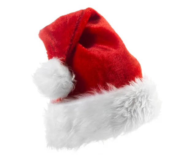 Cappello Babbo Natale Rosso Isolato Sfondo Bianco — Foto Stock