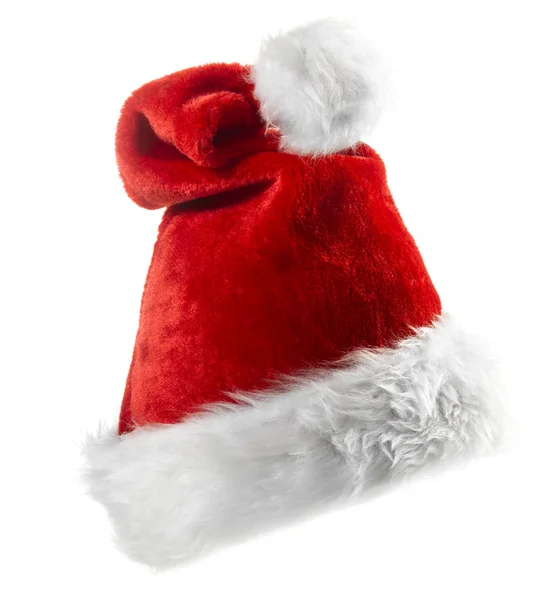 Красная Шляпа Санта Клауса Белом Фоне — стоковое фото