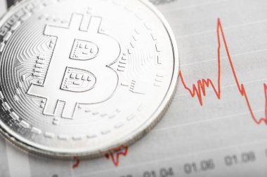 Kırmızı grafik grafik ile gümüş bitcoin