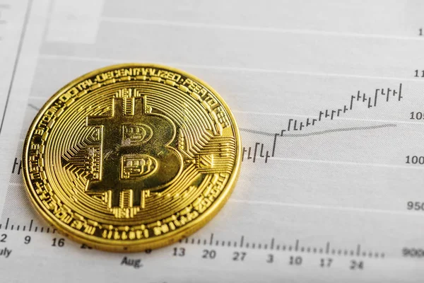 Cropped View Golden Bitcoin Chart Graph — Stock Photo, Image