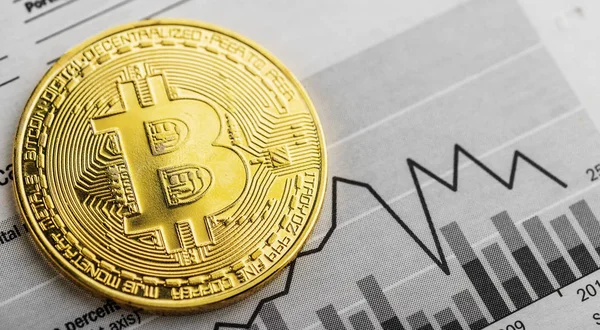 Cropped View Golden Bitcoin Chart Graph — Stock Photo, Image