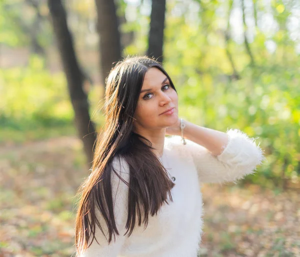 Foto Aire Libre Joven Hermosa Dama Paisaje Otoño —  Fotos de Stock