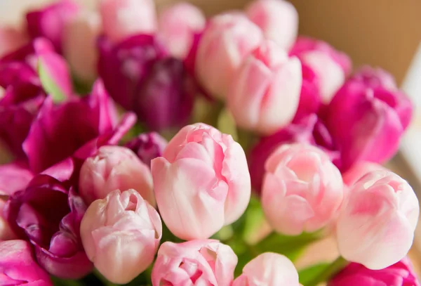 一束粉色郁金香插在花瓶里 — 图库照片