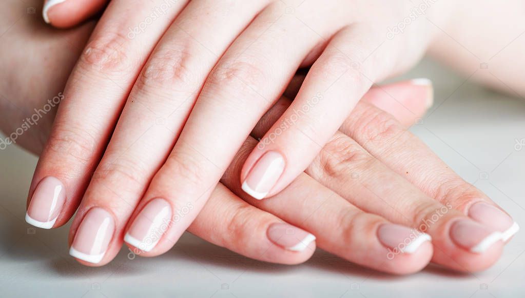 French manicured female hands