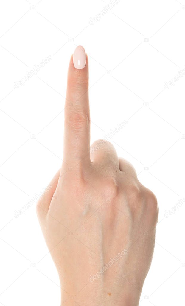 gesture with raised up one finge