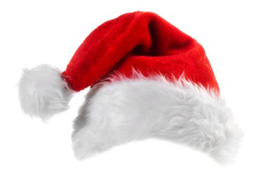 Noel Baba kırmızı şapka beyaz arka planda izole