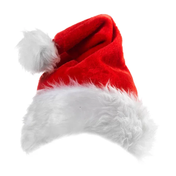 Santa Claus Červený Klobouk Izolované Bílém Pozadí — Stock fotografie