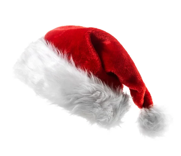 Cappello Babbo Natale Rosso Isolato Sfondo Bianco — Foto Stock