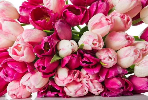 Egy Csokor Rózsaszín Tulipánok Vázában — Stock Fotó