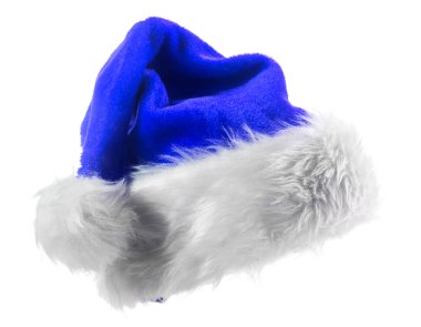 Beyaz arka plan üzerinde izole Santa Claus Mavi şapka