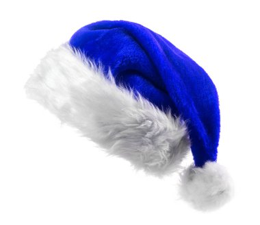 Beyaz arka plan üzerinde izole Santa Claus Mavi şapka