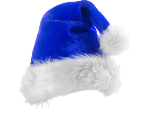 Cappello Babbo Natale Blu Isolato Sfondo Bianco — Foto Stock