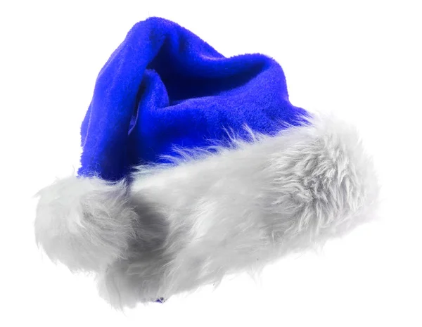 Cappello Babbo Natale Blu Isolato Sfondo Bianco — Foto Stock