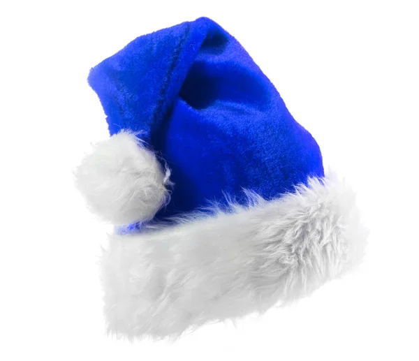 Sombrero Azul Santa Claus Aislado Sobre Fondo Blanco — Foto de Stock