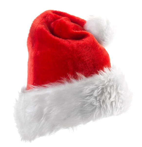 Cappello Babbo Natale Rosso Isolato Sfondo Bianco — Foto Stock