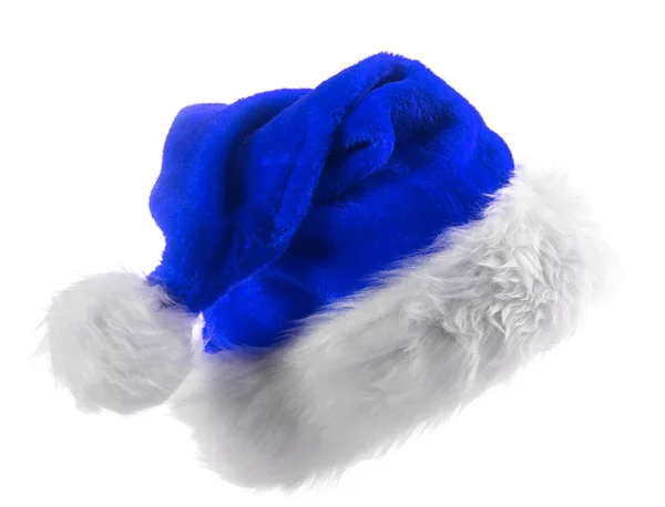 Синяя Шляпа Санта Клауса Белом Фоне — стоковое фото