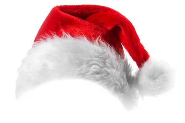 Santa Claus Röd Hatt Isolerad Vit Bakgrund — Stockfoto