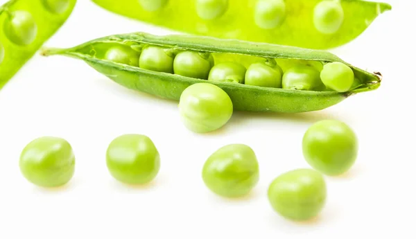 Fresh Green Peas Isolated White Background — Stock Photo, Image