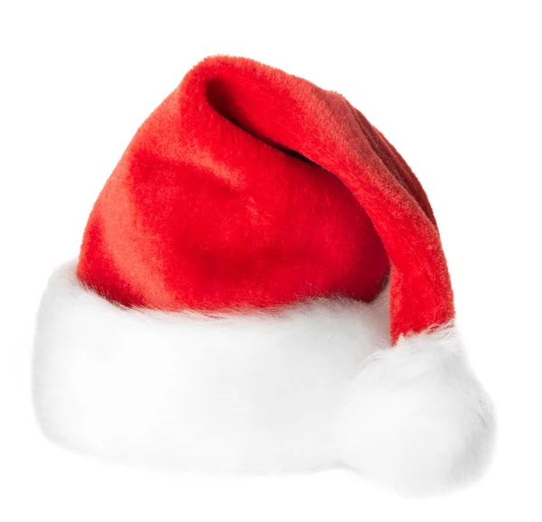 被白色背景隔离的圣诞老人红帽子 免版税图库图片