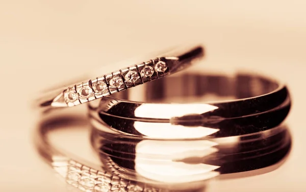 Two Gold Wedding Rings Closer — Stock Photo, Image