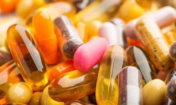 Píldoras Coloridas Farmacéuticas Cápsulas Medicina —  Fotos de Stock