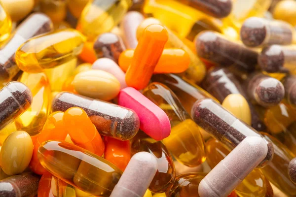 Farmaceutische Kleurrijke Pillen Capsules Geneeskunde — Stockfoto