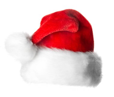 Noel Baba kırmızı şapka beyaz arka planda izole