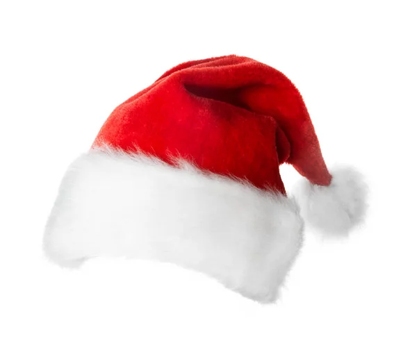 Noel Baba Kırmızı Şapka Beyaz Arka Planda Izole — Stok fotoğraf