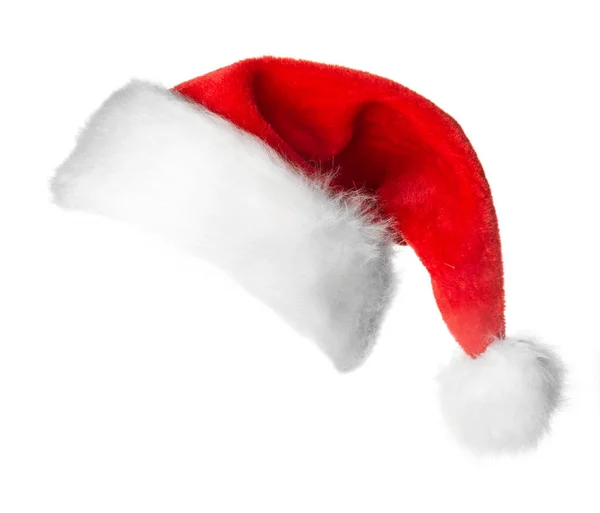 Άγιος Βασίλης Κόκκινο Καπέλο Απομονώνονται Λευκό Φόντο — Φωτογραφία Αρχείου
