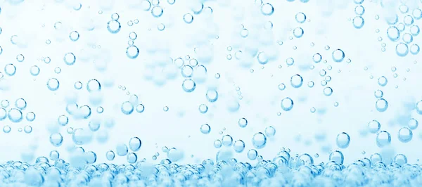 Macro Bolhas Água Fundo Azul — Fotografia de Stock