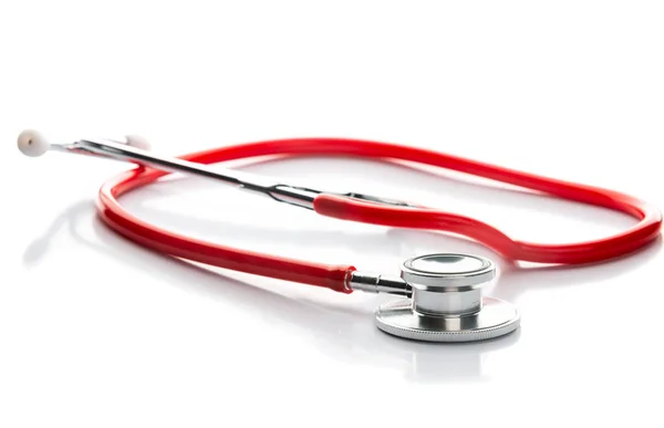 Red Stethoscope Isolated White Background — Stock Photo, Image