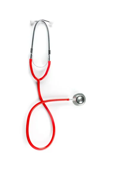Rode Stethoscoop Geïsoleerd Witte Achtergrond — Stockfoto