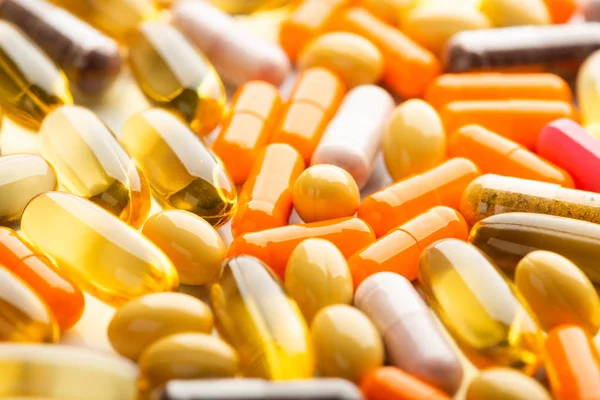 Una Gran Cantidad Medicamentos Coloridos Pastillas Arriba —  Fotos de Stock