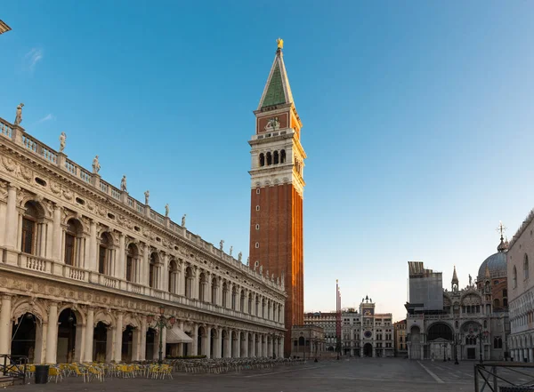 Panoramiczny Widok San Marco Placu Wenecji Włochy Wczesnym Rankiem — Zdjęcie stockowe