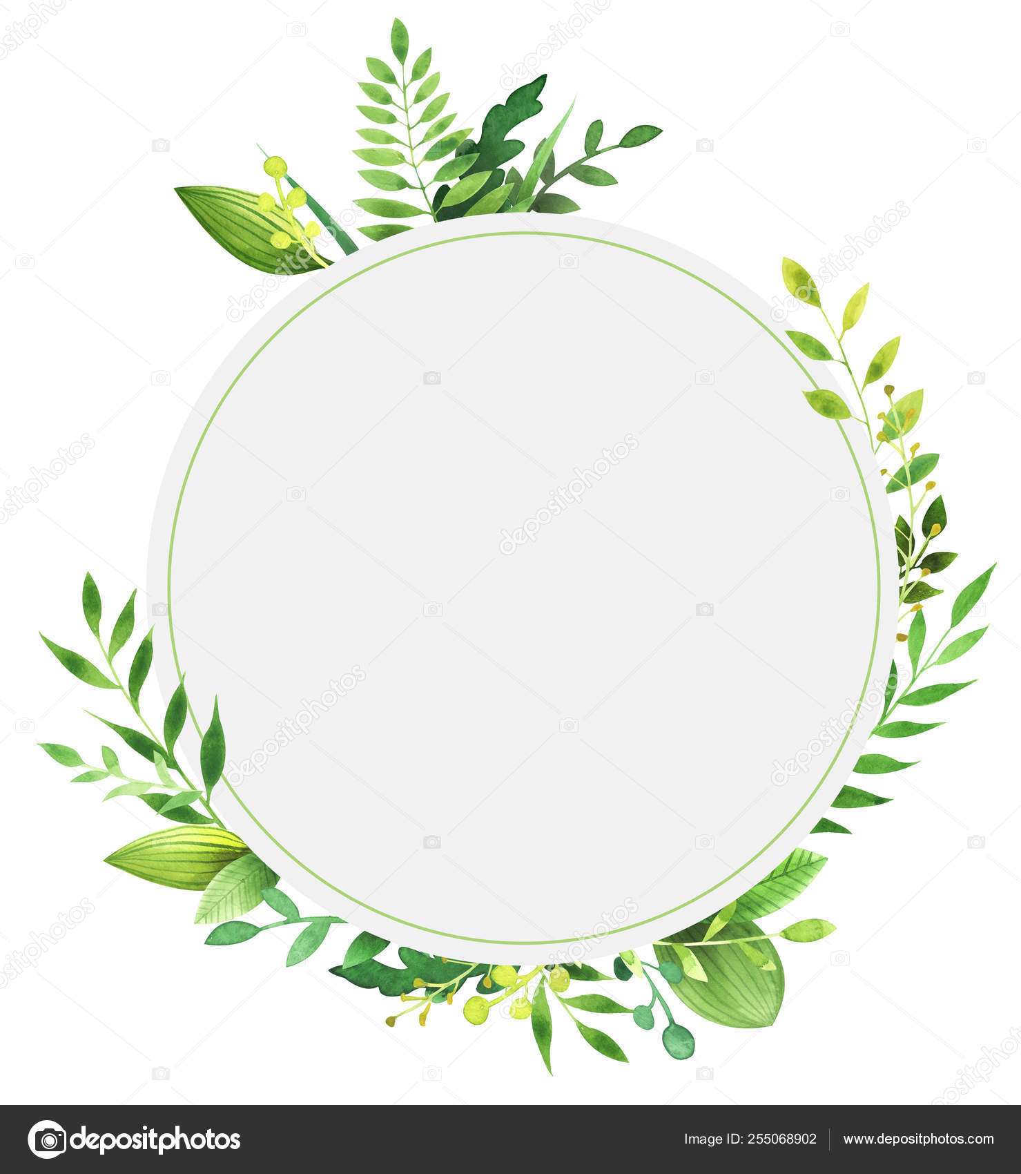 水色圆形的叶子框架贺卡和壁纸设计的自然概念 图库照片 C Valphoto