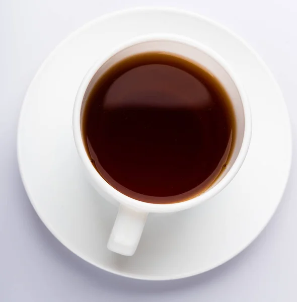 Tasse Schwarzen Tee Vorhanden Ansicht Von Oben — Stockfoto