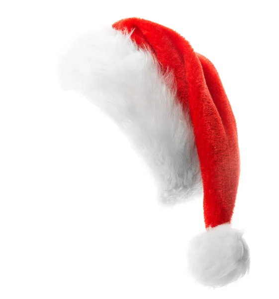 圣诞老人的红帽子被白色的背带隔开了 — 图库照片