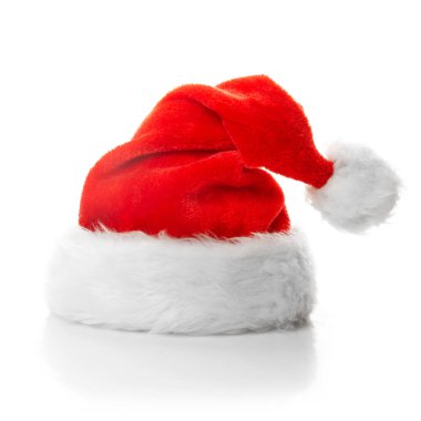 Noel Baba kırmızı şapka beyaz arka planda izole