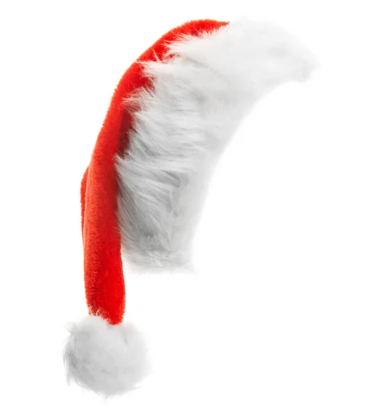 Santa Claus Röd Hatt Isolerad Vit Bakgrund — Stockfoto