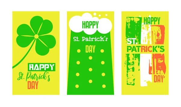 Saint Patrick Day Irish Holiday Templates Greeting Card Invitation Party — Stok Vektör