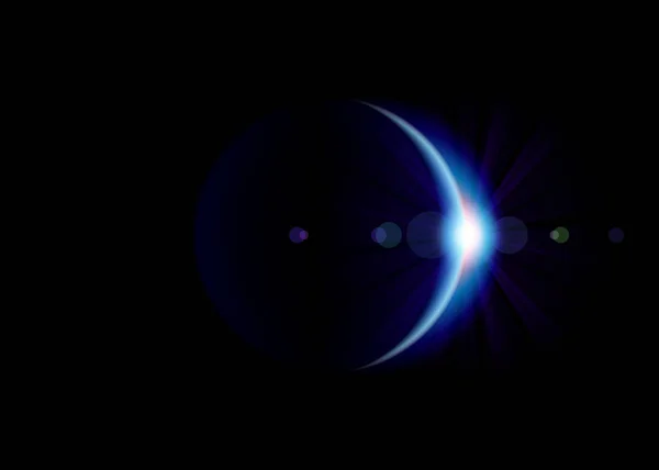 Solar Eclipse Kék Bolygó Lángoló Edge — Stock Vector