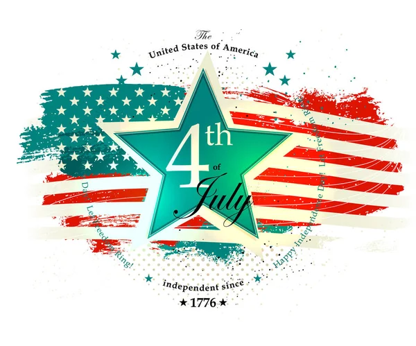 Julho Cartão Dia Independência Com Estrela Cores Vintage — Vetor de Stock