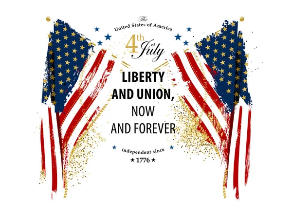 Ημέρα Ανεξαρτησίας Κάρτα Αμερικανικές Σημαίες — Διανυσματικό Αρχείο