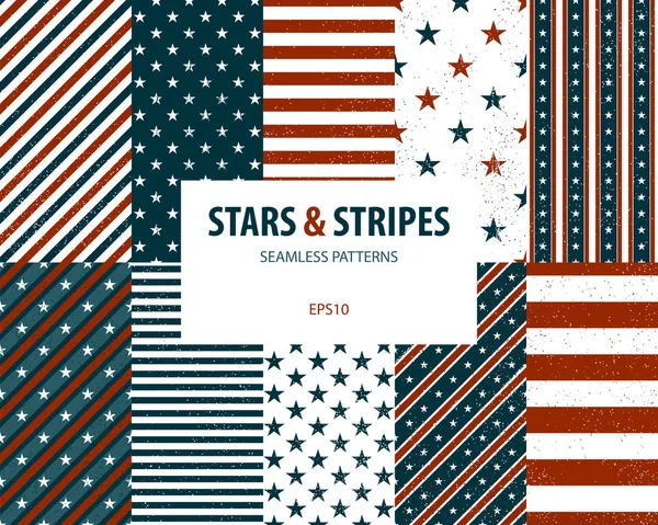 Estrelas Listras Padrões Sem Costura Estilo Bandeira Americana Fundos Geométricos Gráficos Vetores